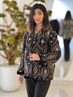 کت مخمل هندی مروارید دوزی کار دست